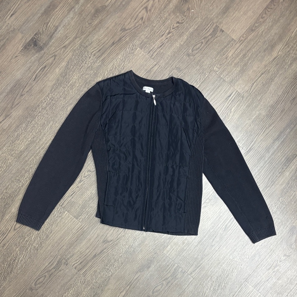 Croft & Barrow Women's Size L Black Quilted&Side Ribbed Puffer Jacket, ExclntCdt - Picture 6 of 9